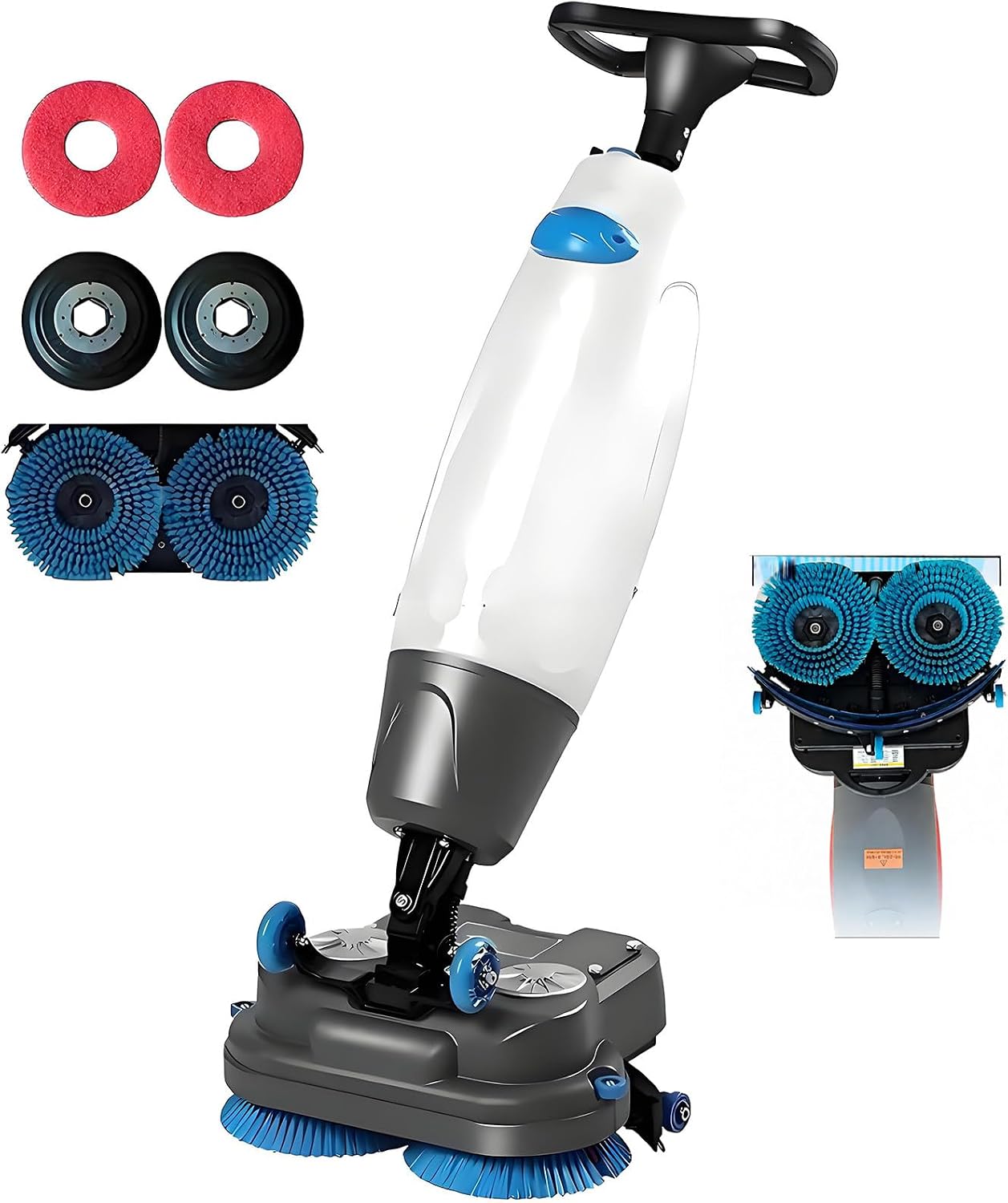 Lavasciuga pavimenti commerciale portatile - bianca 1200 m2 h - testina girevole 360 gradi - 24 kg-Nestgetmart