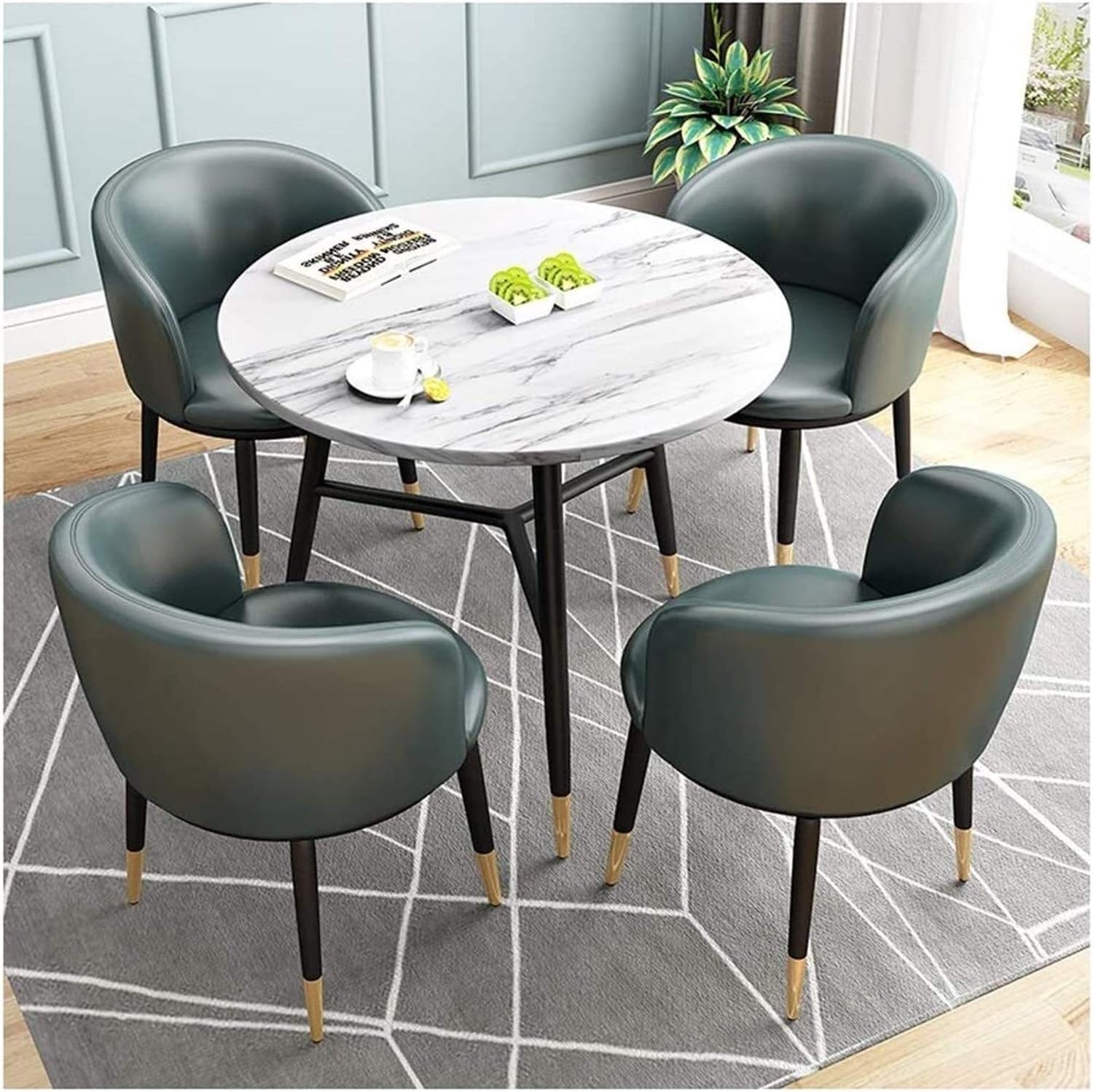 Set tavolo conferenza Generic - rotondo 90 cm con 4 sedie - grigio scuro - sala riunioni ufficio-Nestgetmart