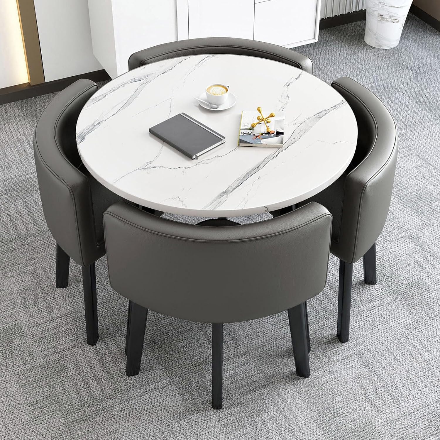 Set tavolo ufficio Generic - grigio scuro per 4 persone - reception commerciale - cucina soggiorno-Nestgetmart