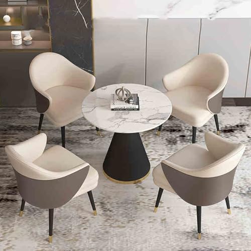 Set tavolo pranzo rotondo KM 5OrS3R - 90 cm marrone - per ricevimento soggiorno ufficio - mobili moderni-Nestgetmart