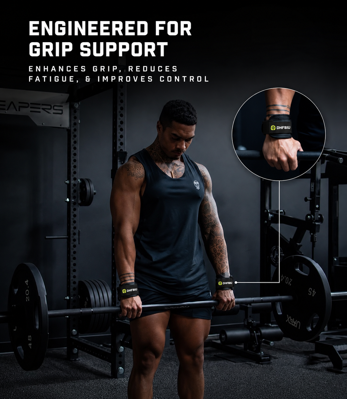 DHFBIU Straps para Gimnasio, 2 Correas de Levantamiento de Pesas con Anillo en D, Muñequeras Acolchadas Antideslizantes para Peso Muerto, Remo y Entrenamiento de Fuerza