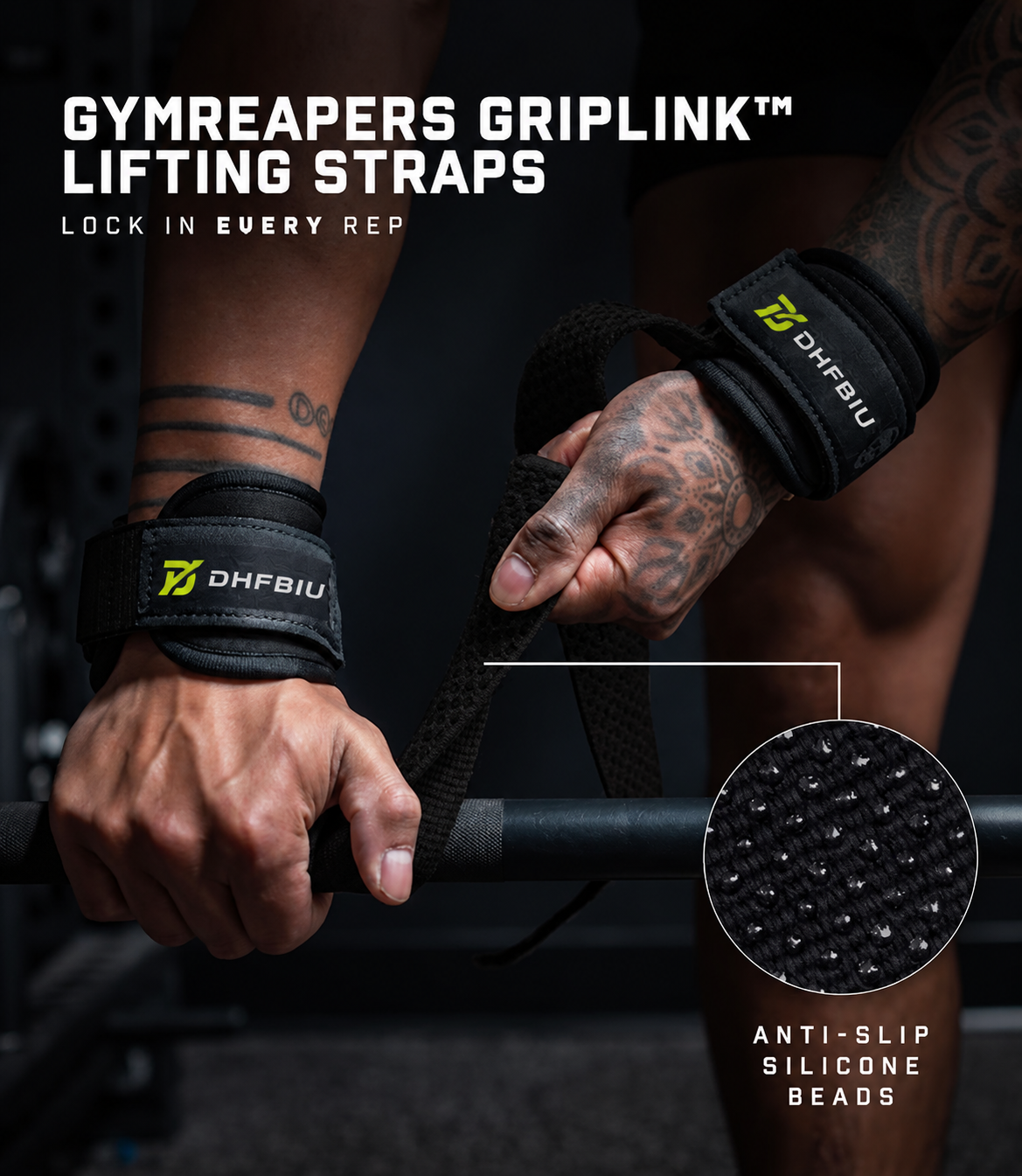 DHFBIU Straps para Gimnasio, 2 Correas de Levantamiento de Pesas con Anillo en D, Muñequeras Acolchadas Antideslizantes para Peso Muerto, Remo y Entrenamiento de Fuerza