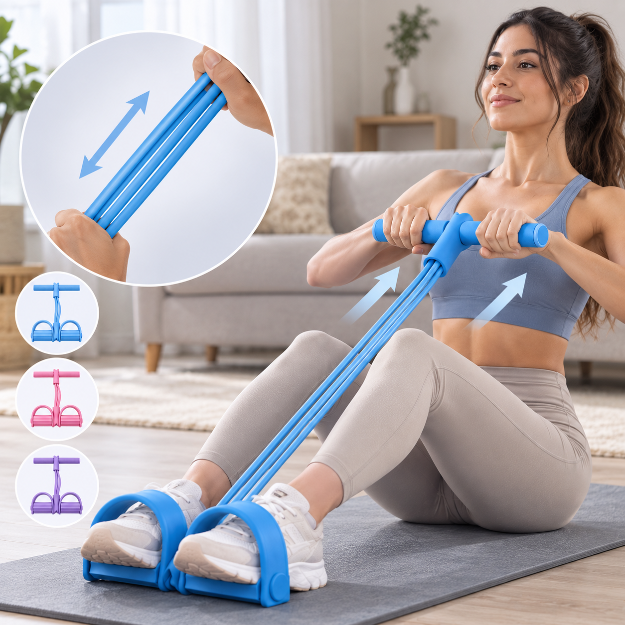 Banda elástica de pedal para entrenamiento de tensión manual, banda de estiramiento de yoga de látex natural ecológico, banda de resistencia ajustable para entrenamiento de brazos y cintura en gimnasio en casa, equipo de ejercicio