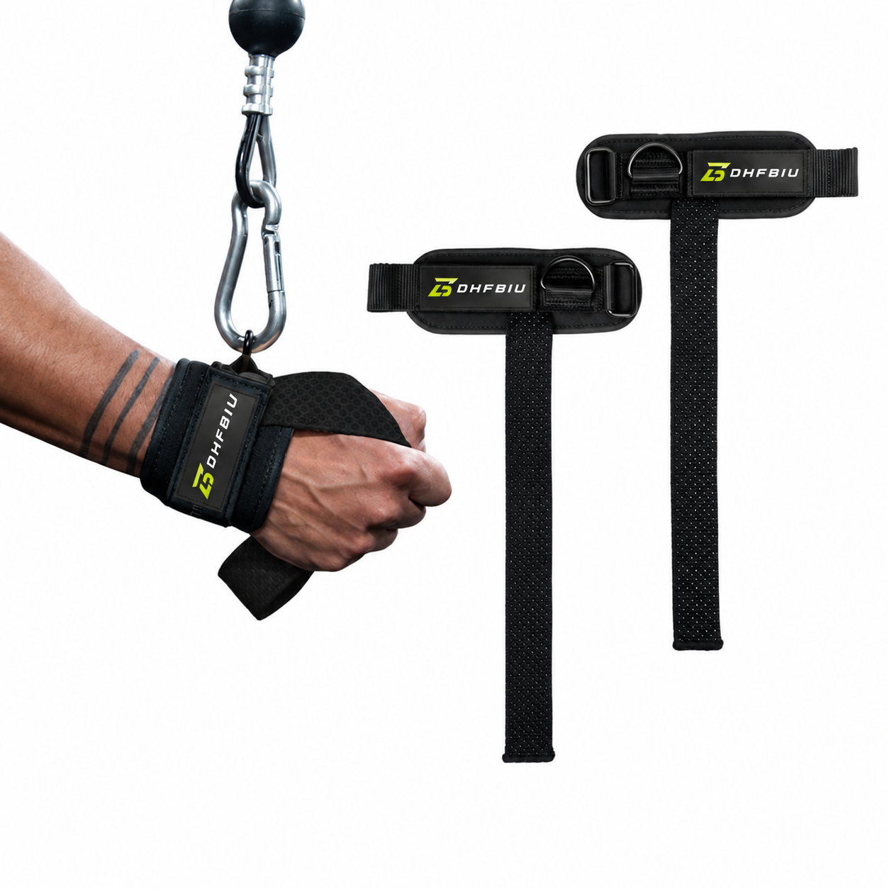 DHFBIU Straps para Gimnasio, 2 Correas de Levantamiento de Pesas con Anillo en D, Muñequeras Acolchadas Antideslizantes para Peso Muerto, Remo y Entrenamiento de Fuerza