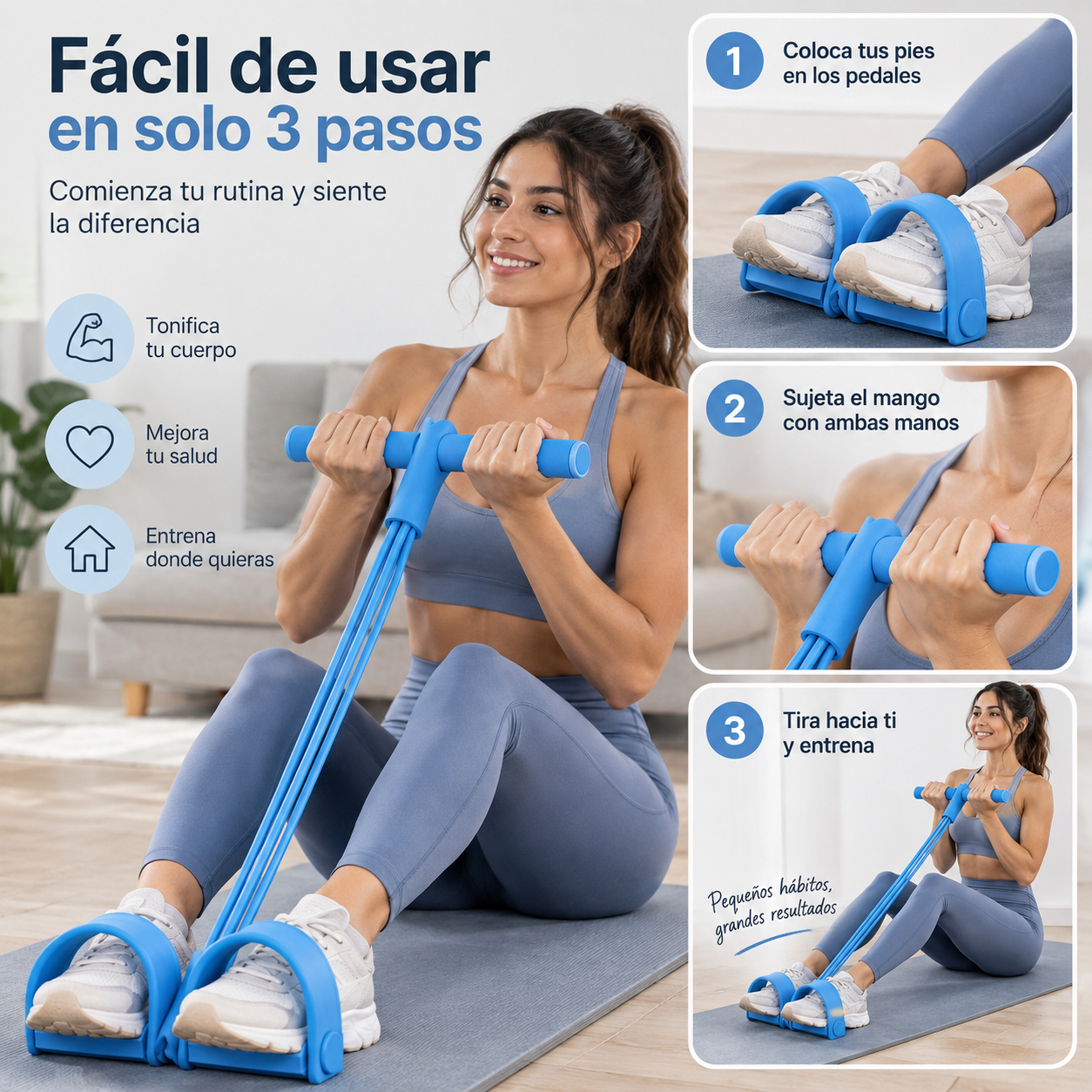 Banda elástica de pedal para entrenamiento de tensión manual, banda de estiramiento de yoga de látex natural ecológico, banda de resistencia ajustable para entrenamiento de brazos y cintura en gimnasio en casa, equipo de ejercicio