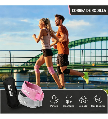 Rodillera de Silicona DHFBIU con Acolchado Grueso, Banda Rotuliana Ajustable, Soporte Deportivo para Rodilla, Correr y Gimnasio, Gris, 2 Piezas
