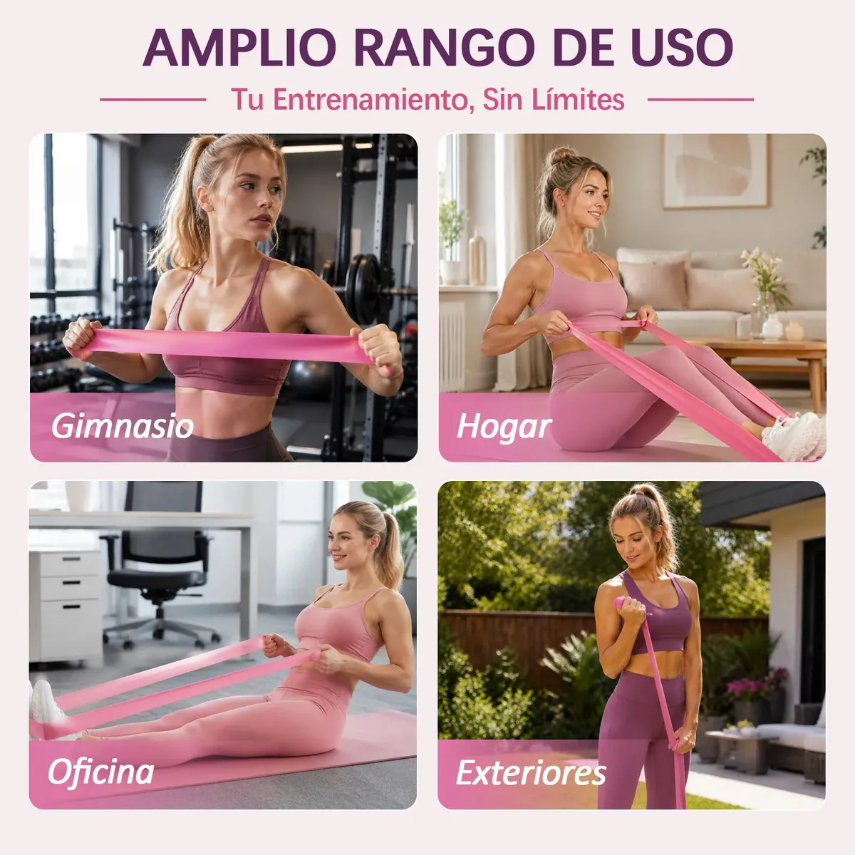 DHFBIU Bandas de Resistencia para Ejercicio, Set de 5 Niveles, Bandas Elásticas para Glúteos, Piernas, Yoga, Pilates, Fitness y Entrenamiento en Casa