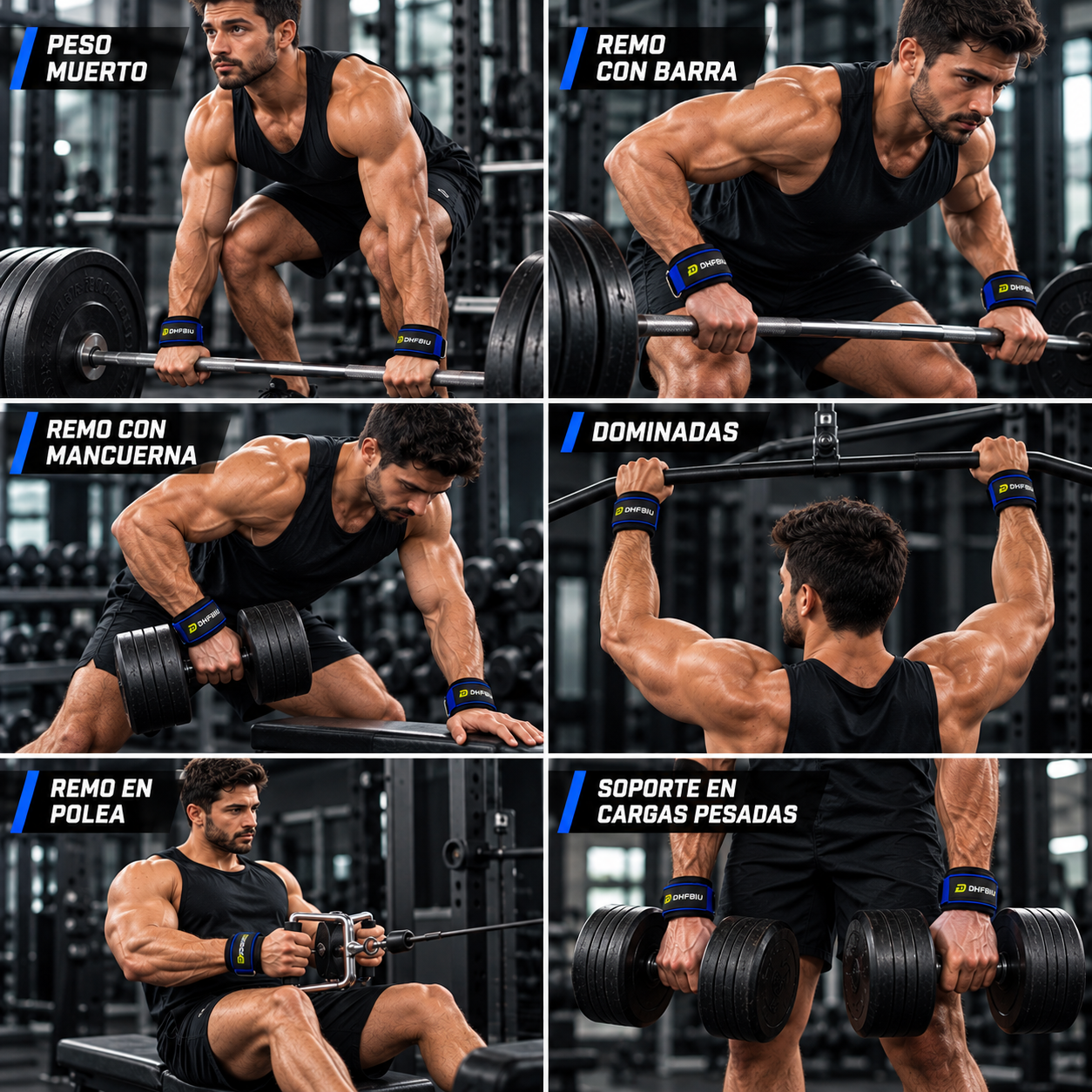 DHFBIU Straps para Gimnasio, 2 Correas de Levantamiento de Pesas con Anillo en D, Muñequeras Acolchadas Antideslizantes para Peso Muerto, Remo y Entrenamiento de Fuerza