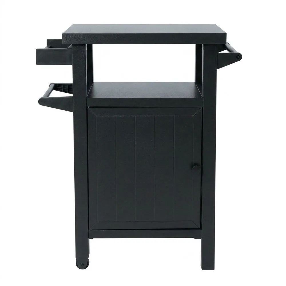 Carrito de cocina de acero negro con estantes