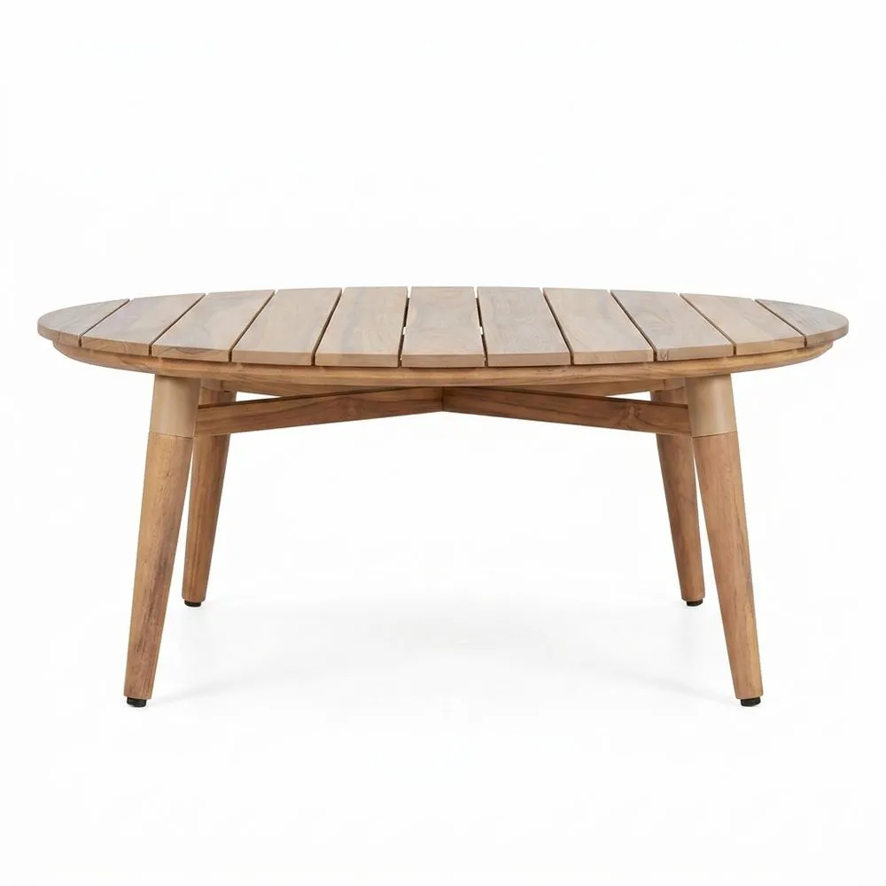 Mesa central ovalada de teca