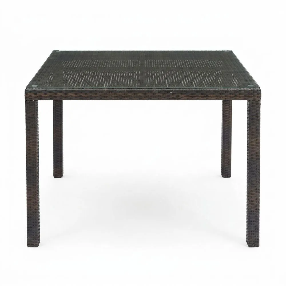 Mesita auxiliar de ratán sintético marrón