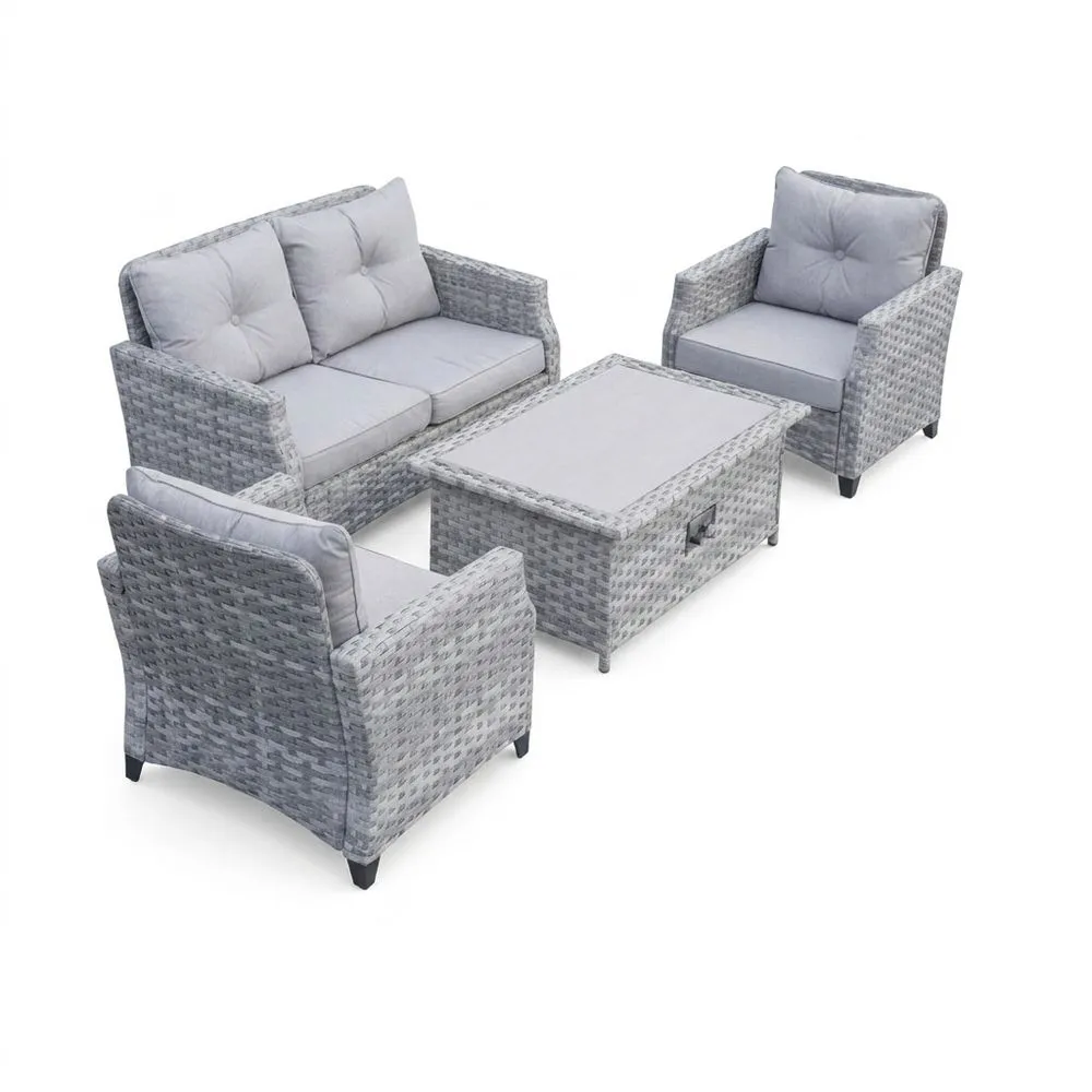 Conjunto de muebles de jardín de ratán sintético gris