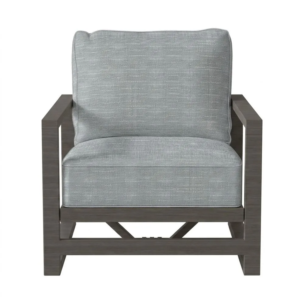 Sillón de exterior, estructura de aleación de aluminio, cojín de asiento gris, gris claro