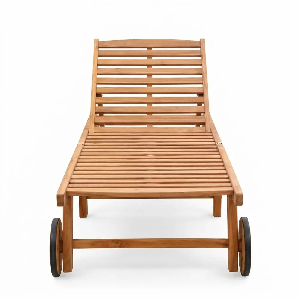 Tumbona de madera de acacia con respaldo ajustable.