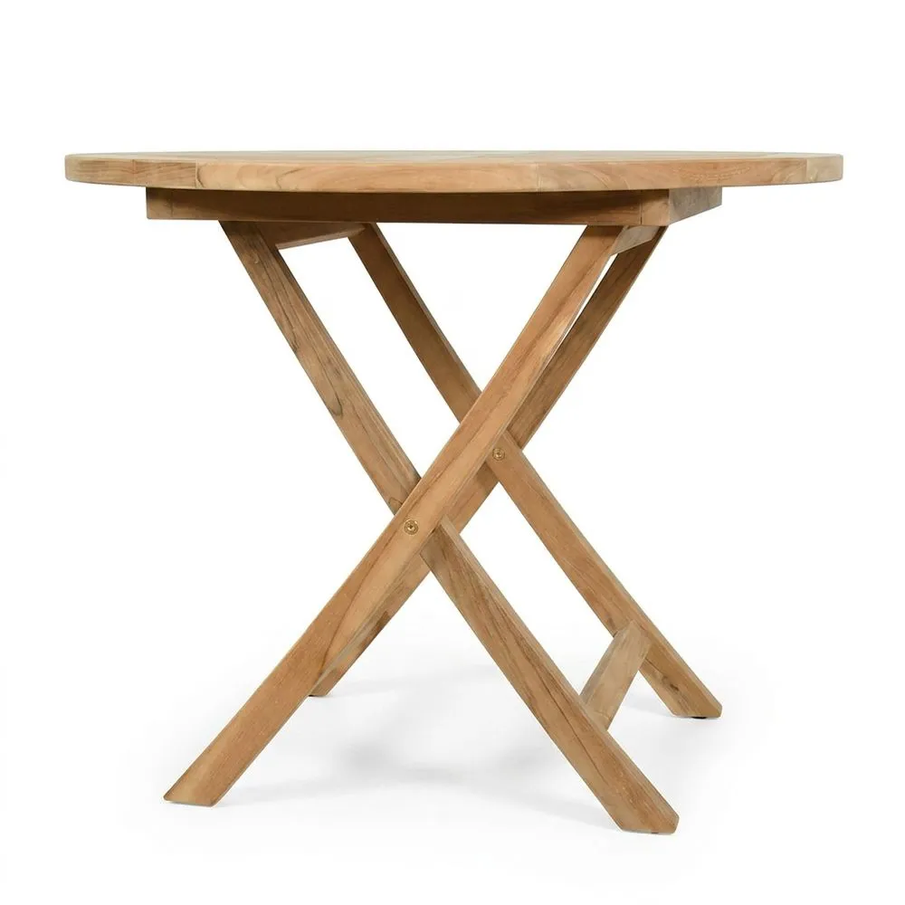 Mesa redonda plegable de teca