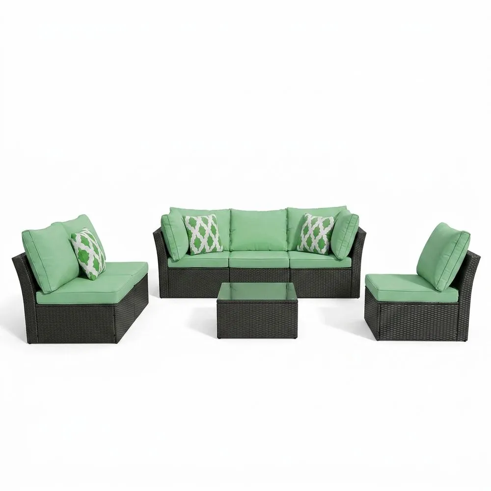 Kit modular de jardín de ratán artificial verde