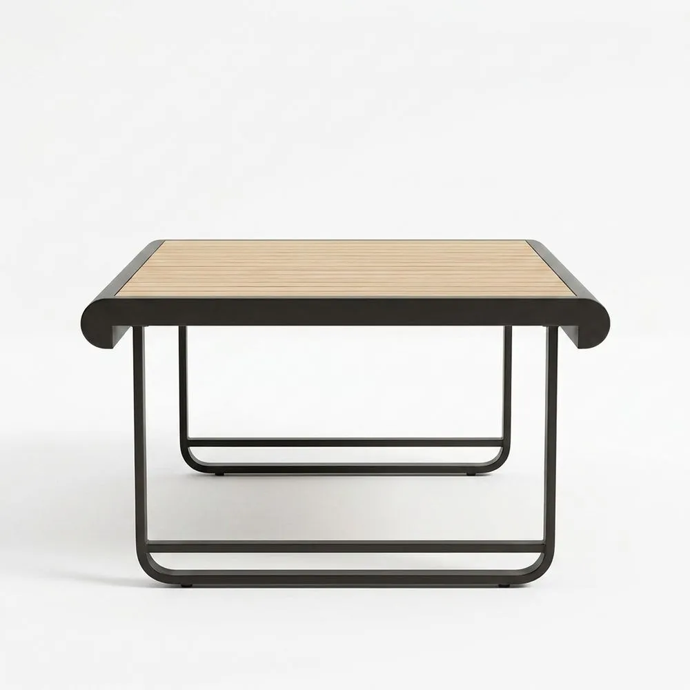 Mesa de centro gris y de teca, marrón/negro