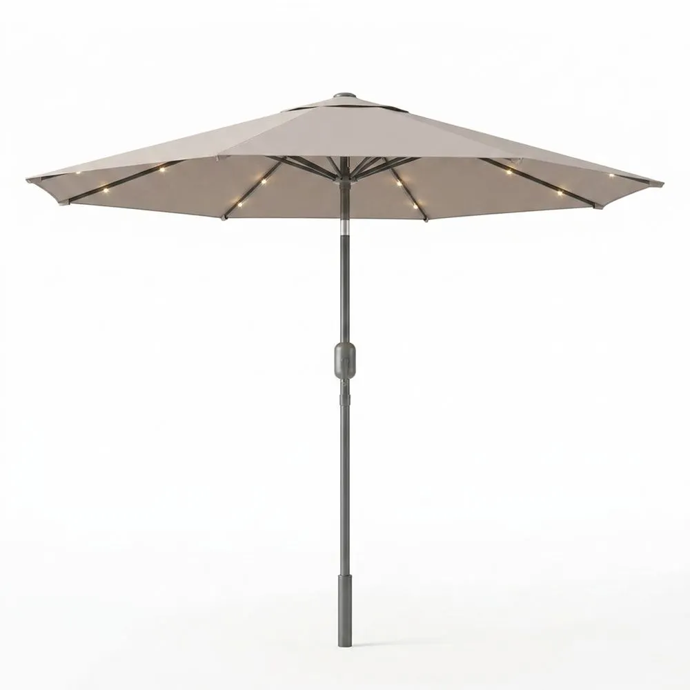 Toldo redondo de poliéster para jardín con luz LED, 270 cm