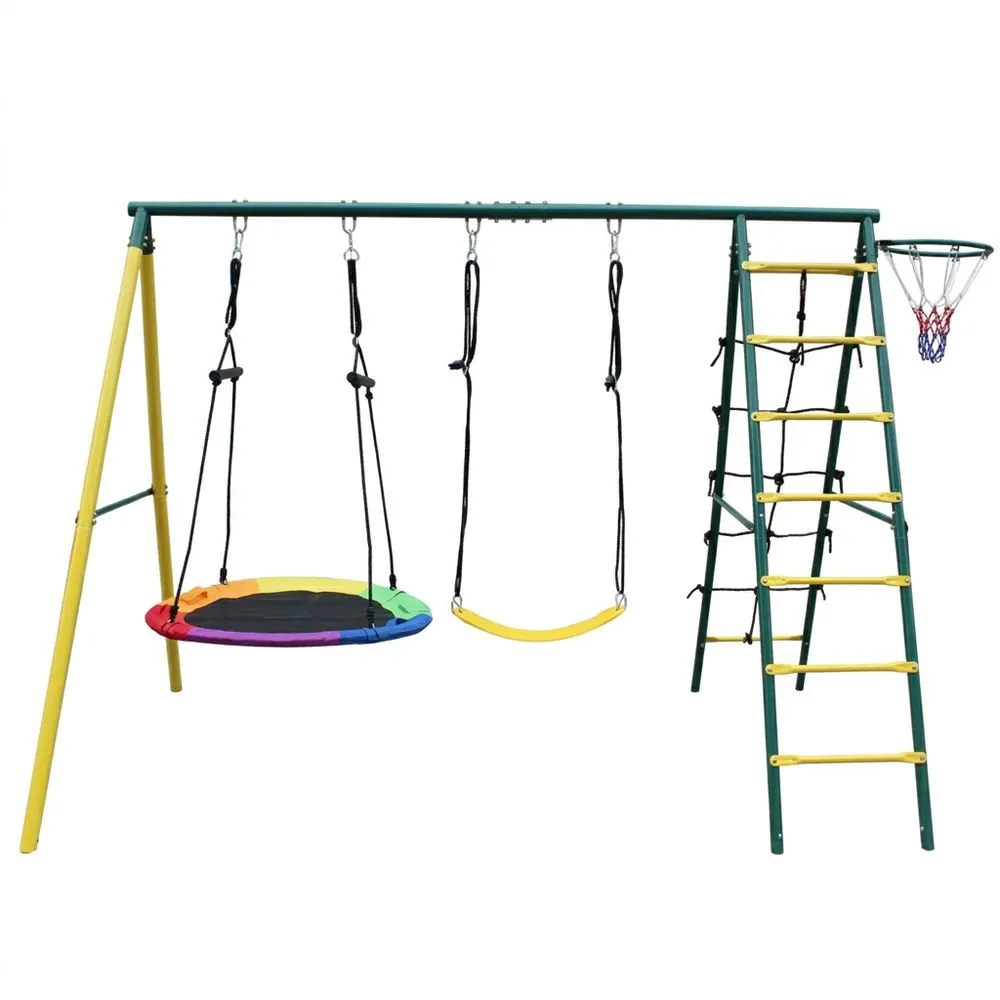 Columpio redondo infantil, fabricado en acero de color.