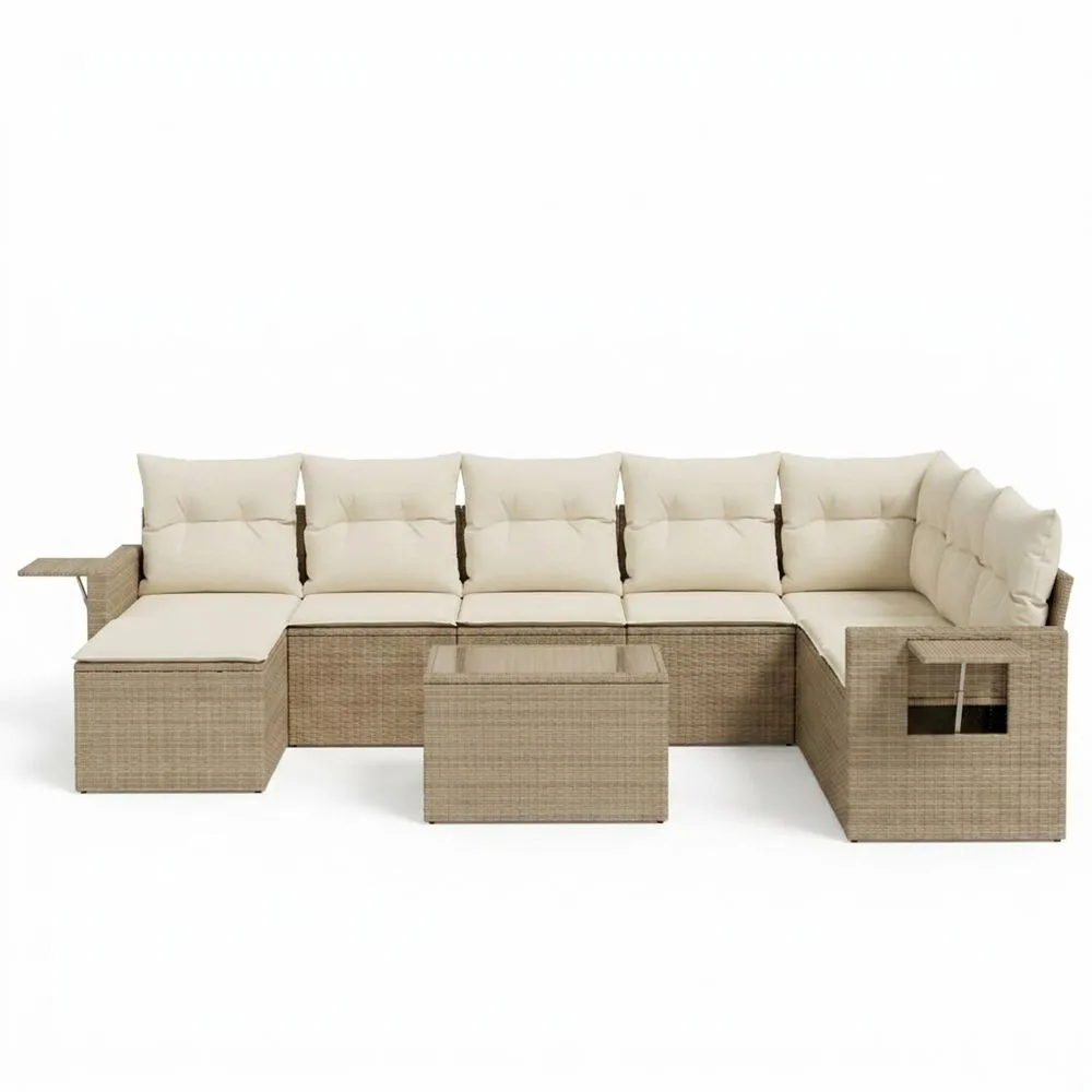 Conjunto de sofás de ratán sintético color beige