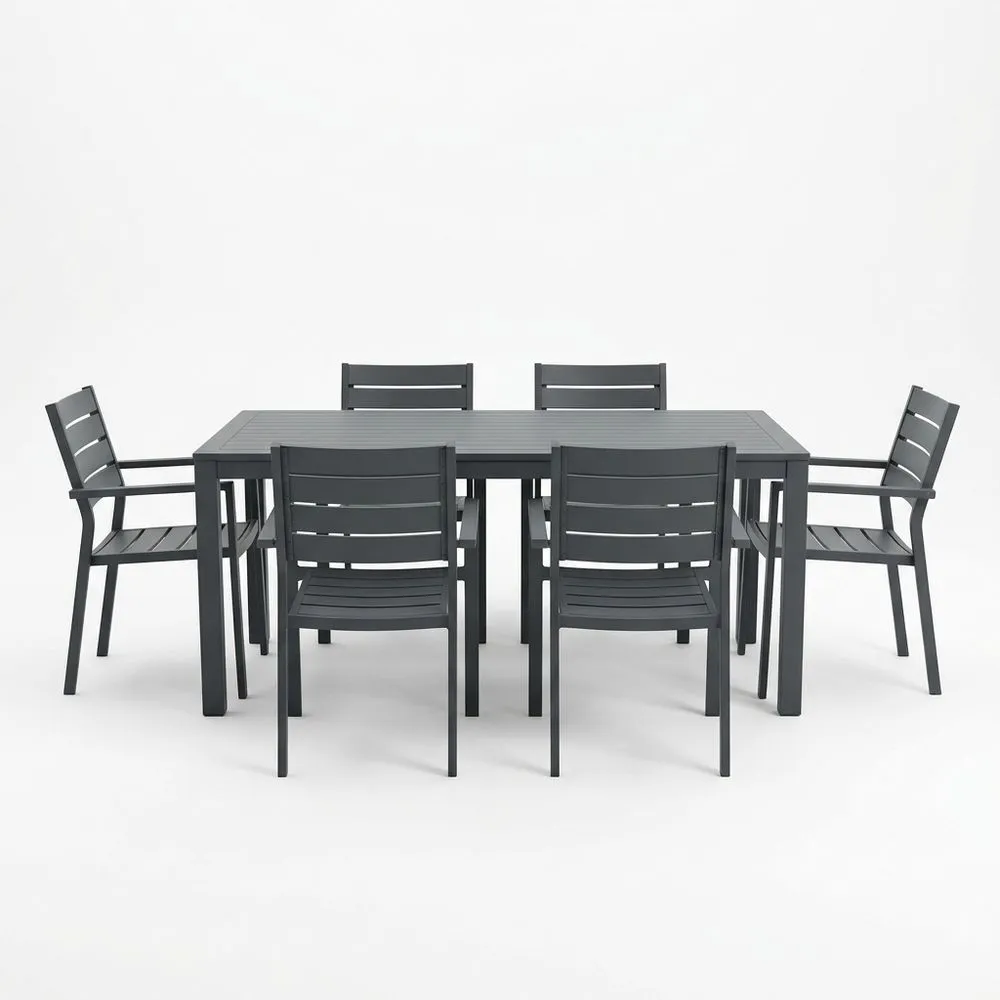 Conjunto de Mesa y Sillas de Jardín de Aluminio Gris