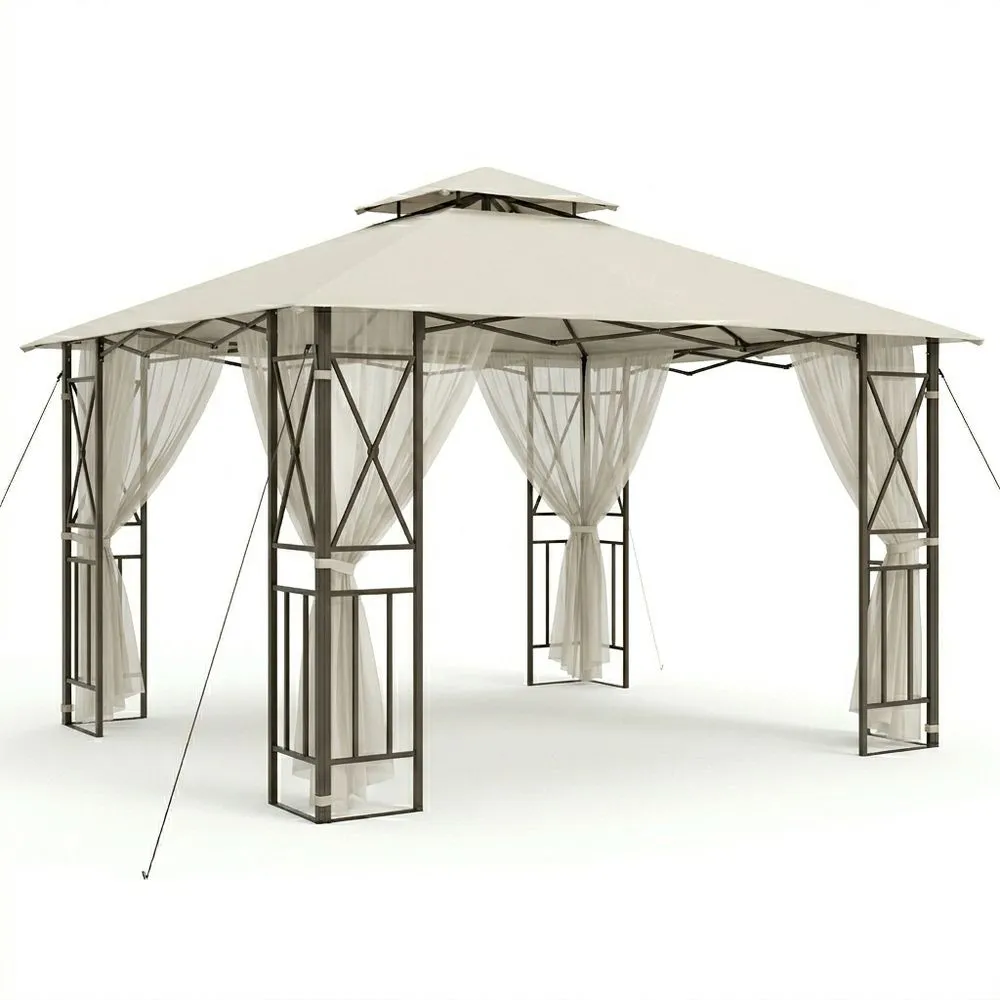 Pabellón de Acero con Techo de Poliéster Beige