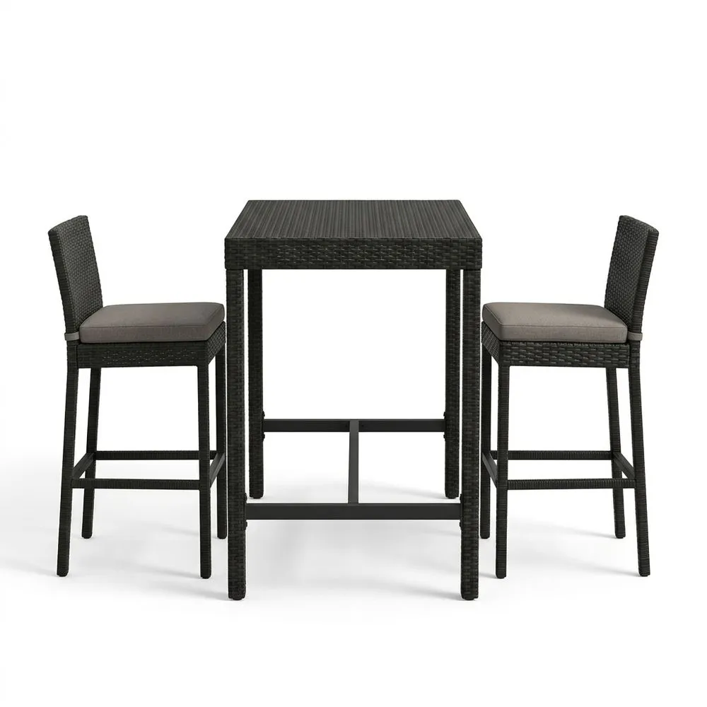 Juego de Mesa y Sillas de Ratán Sintético Negro