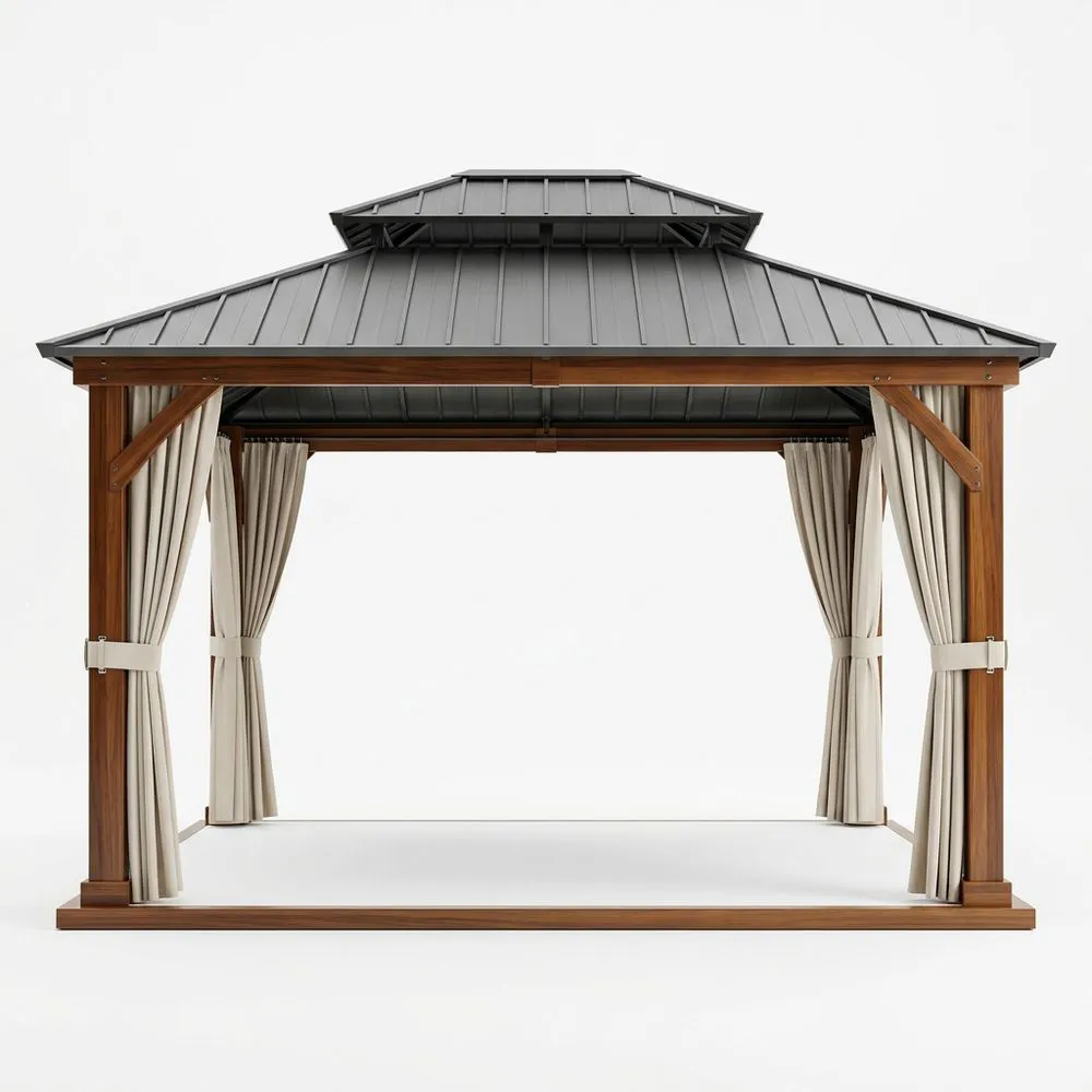 Pérgola de Aluminio y Poliéster con Cortinas
