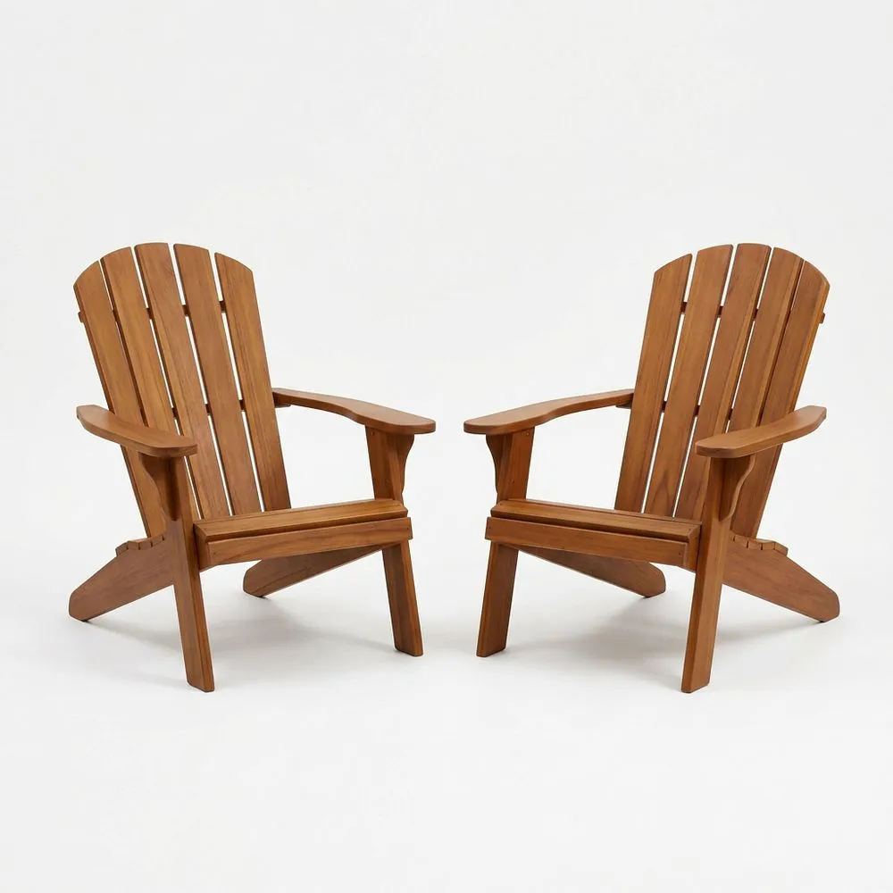 Juego de 2 Sillas Adirondack de Madera Maciza de Álamo Marrón