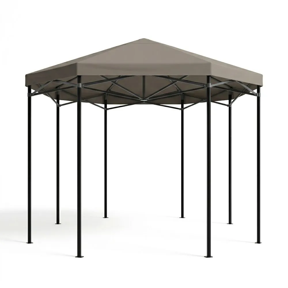 Carpa Hexagonal Plegable de Acero y Poliéster 300x260 cm (Diámetro x Altura) Marrón