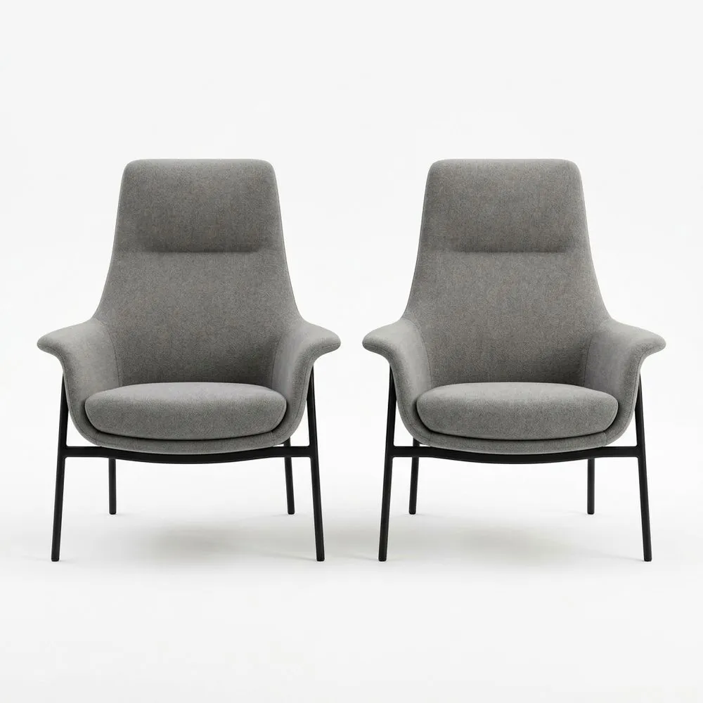 Sillas de salón tapizadas en tela de poliéster gris con estructura de acero set de 2