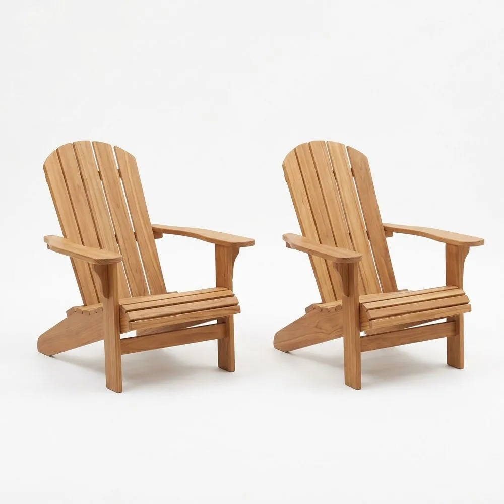 Juego de 2 sillas Adirondack de madera de teca