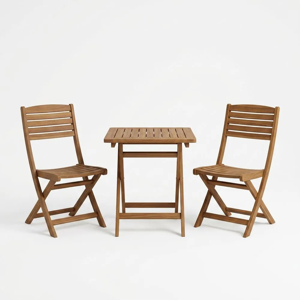 Juego de Muebles de Jardín de Madera de Acacia con Mesa y Sillas Plegables