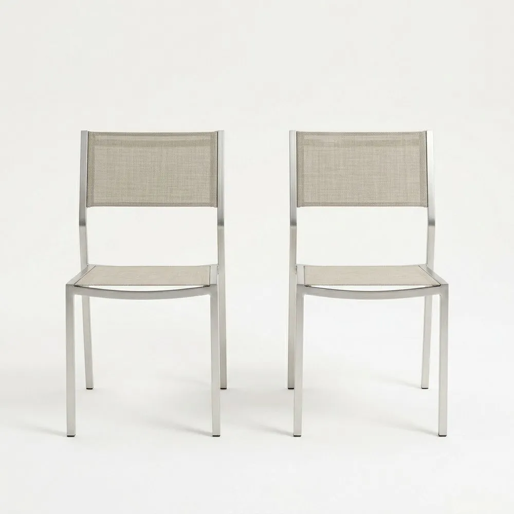 Set de 2 sillas de aluminio y textileno beige para exterior