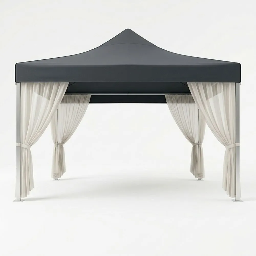 Carpa gazebo 3x3 m (largo x ancho) de acero y poliéster con cortinas