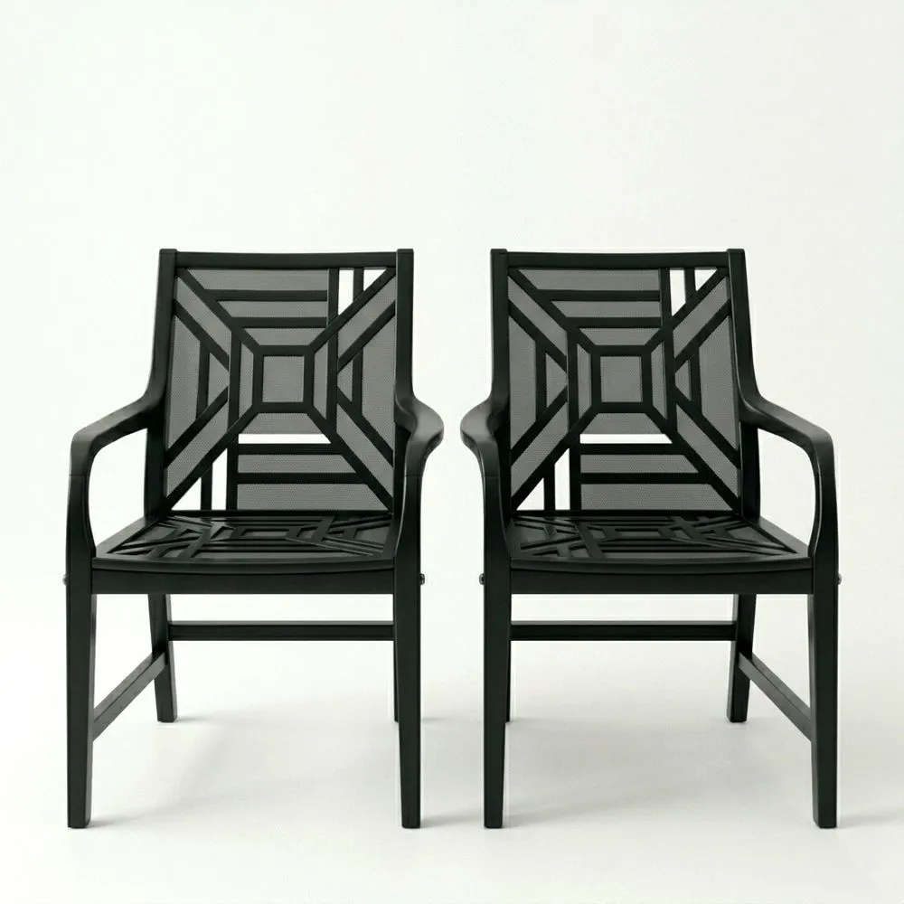 Sillas de Acero Negras con Diseño Geométrico para Interior/Exterior