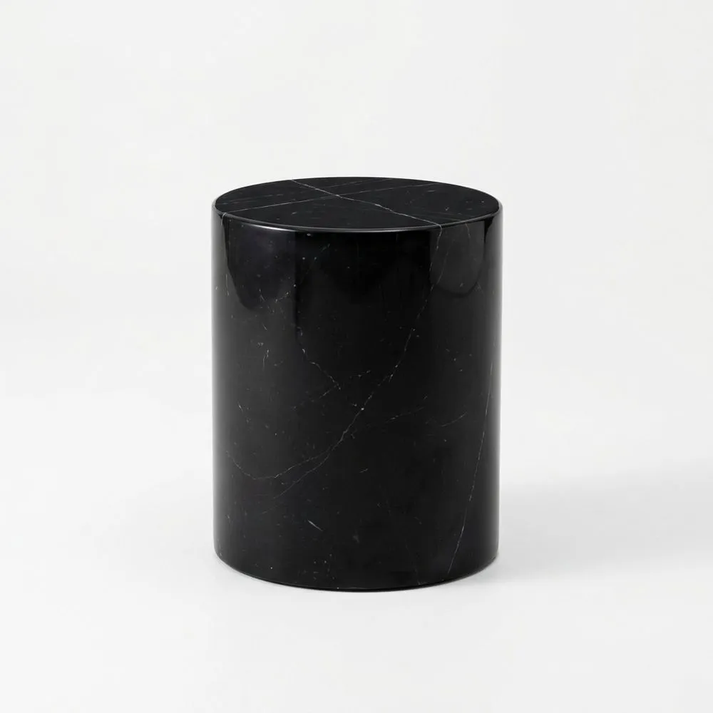 Mesa auxiliar cilíndrica de mármol negro 45 cm (Altura)