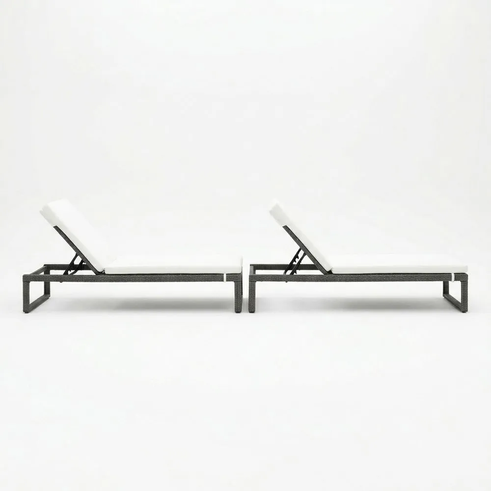 Set de Tumbonas Ajustables con Cojines Blancos