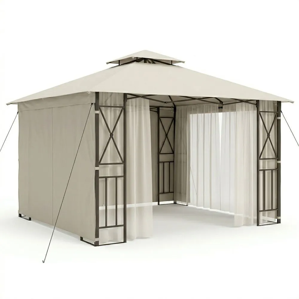 Pabellón de Acero y Poliéster Beige 3x3 m (largo x ancho)