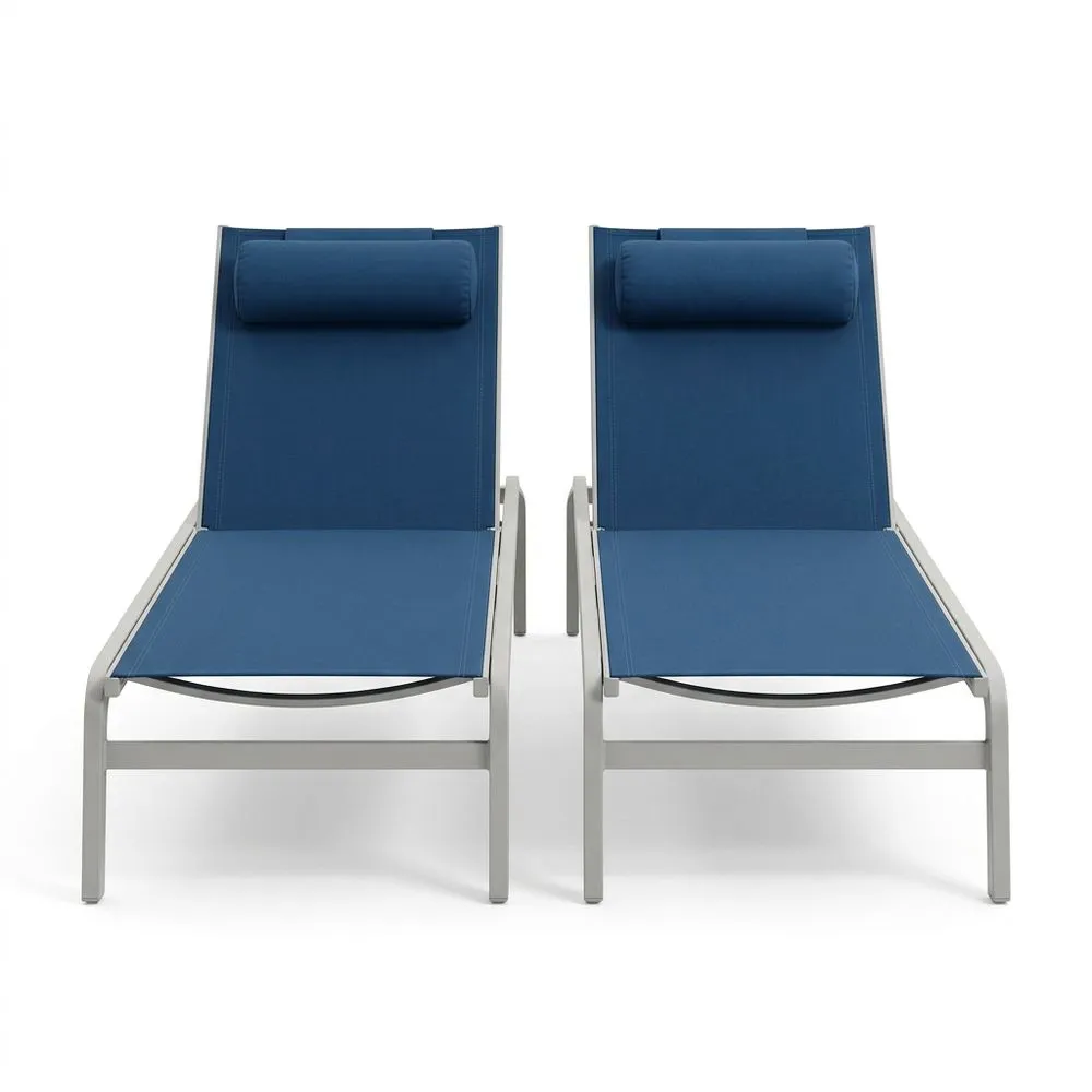Tumbonas de Aluminio para Exterior con Tela Azul