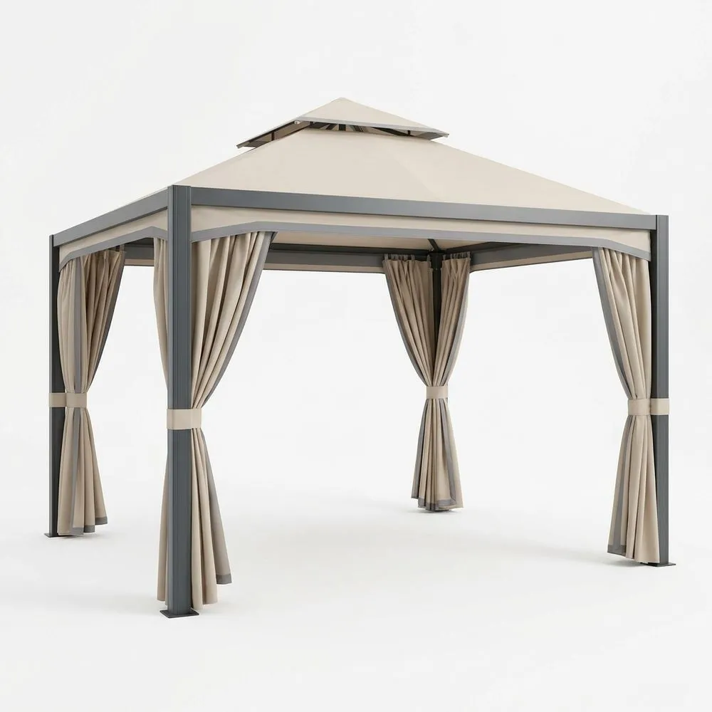 Pabellón de aluminio y poliéster beige 300x300 cm (largo x ancho)