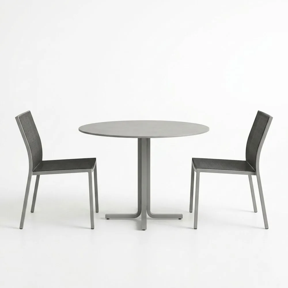 Juego de Mesa Redonda y Sillas de Aluminio Gris