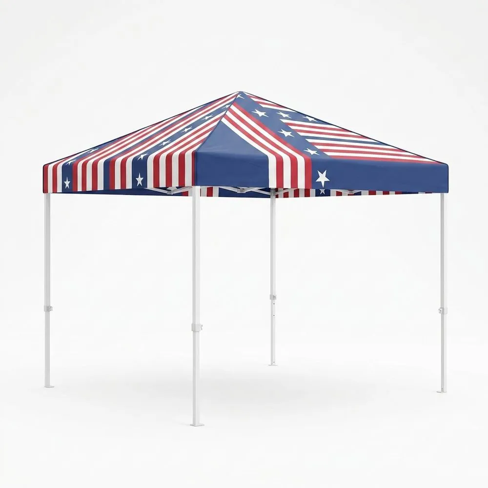 Carpa plegable de poliéster con estructura de acero 3x3 m (largo x ancho) Azul/Rojo/Blanco