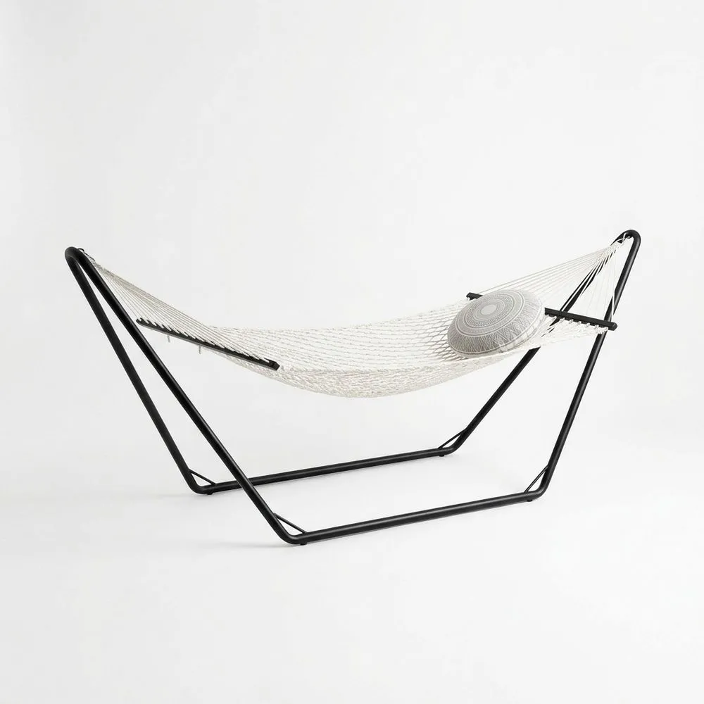 Hamaca de Algodón con Estructura de Acero Negro 200 cm (largo)