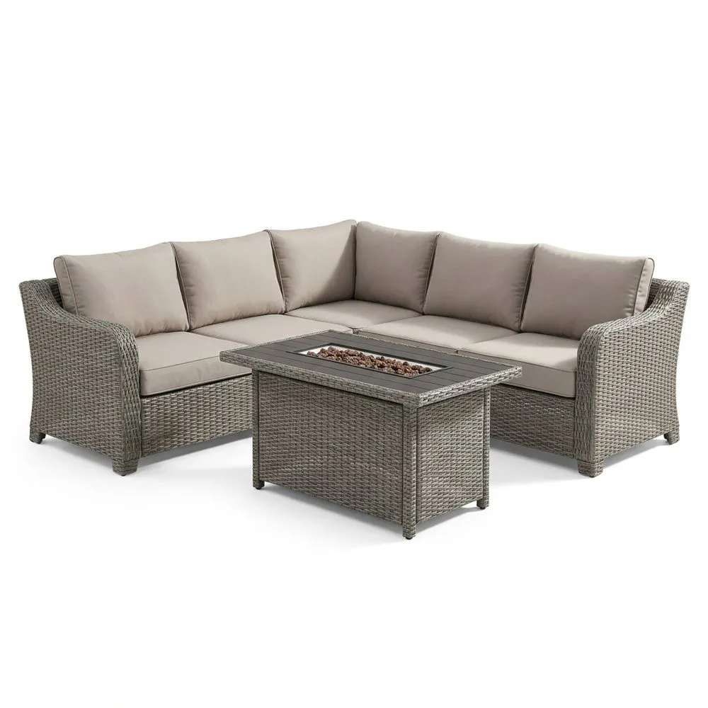 Conjunto de jardín de ratán sintético con cojines gris