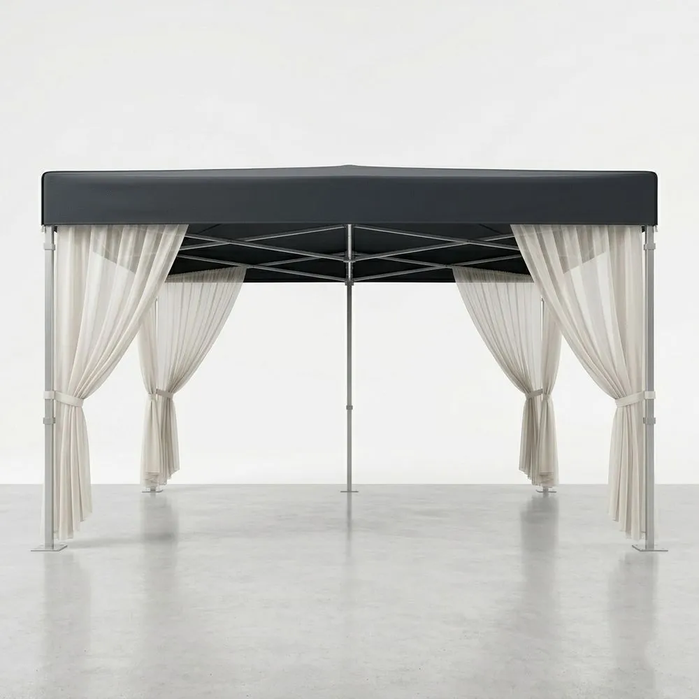 Pabellón plegable de acero y poliéster color Gris y Beige 300x400  (largo x ancho)cm