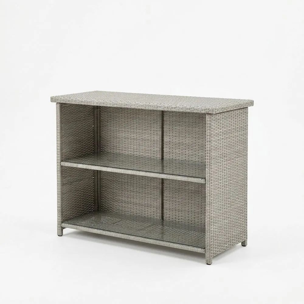 Estante de ratán PE gris 80x40x80 (largo x ancho x alto) cm