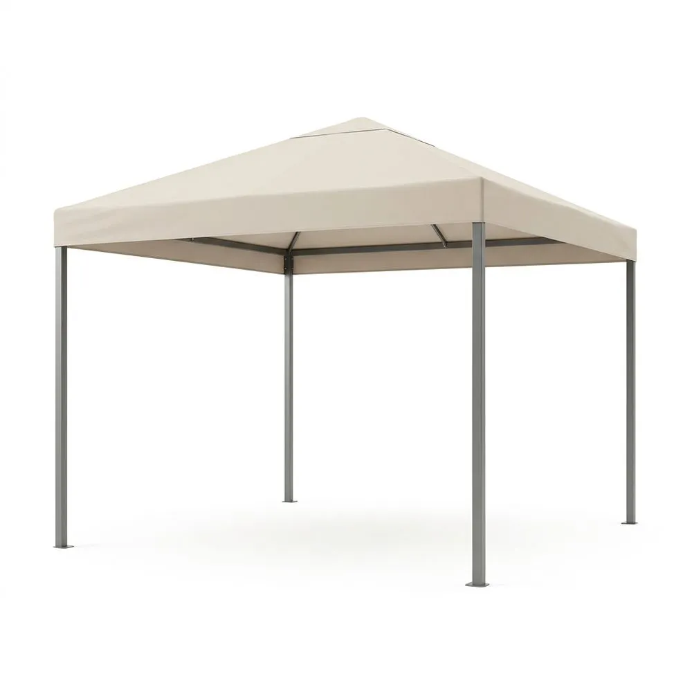 Pérgola de acero con lona de poliéster beige 3x3 m (largo x ancho)