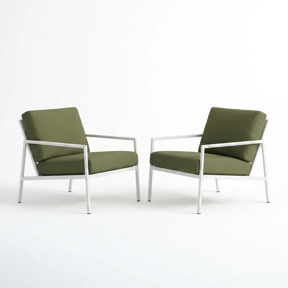 Juego de 2 sillones de aluminio y cojines verdes