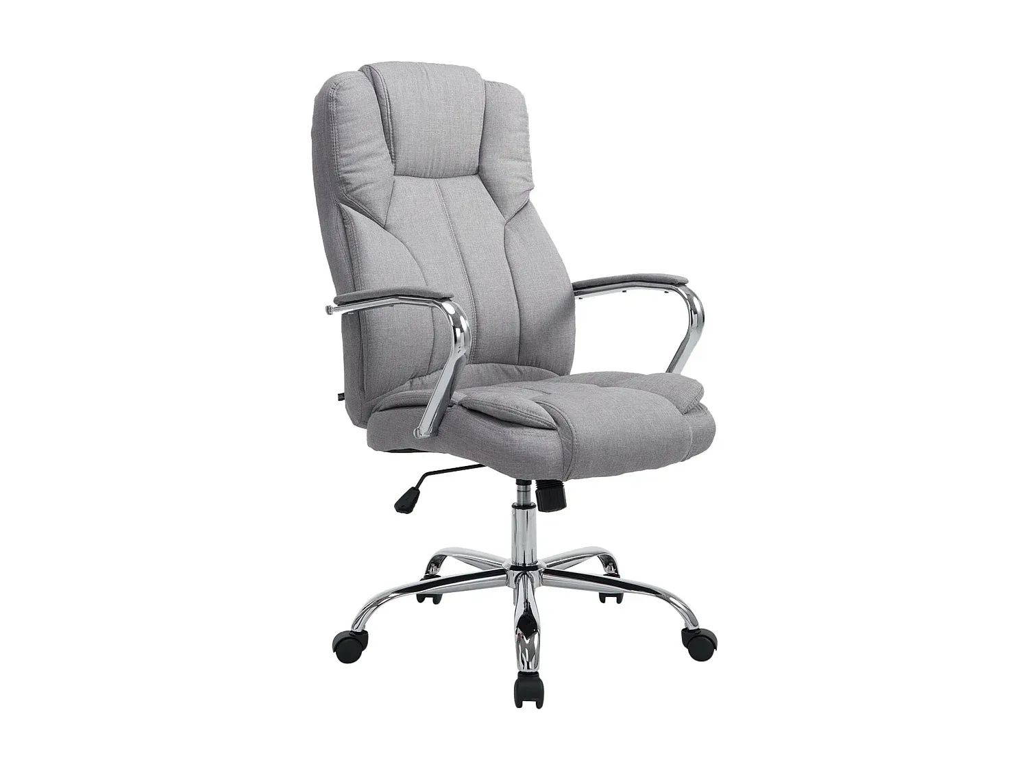 Ergonomischer Bürostuhl mit Stoffbezug, Chromoptik, Grau-Vibyogi